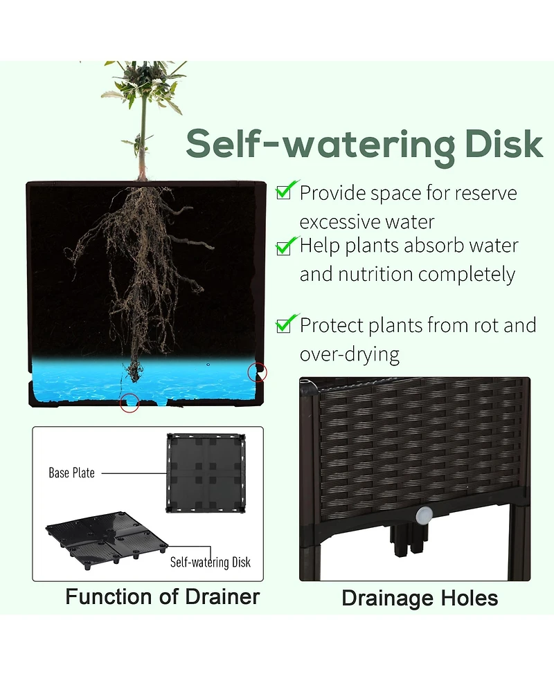 4-Piece Raised Garden Bed with Self-Watering Planter