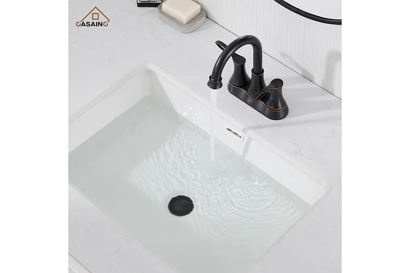 Casainc 4 Inch 2-Handle Centerset Bathroom Sink Faucet