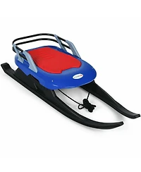 Vebreda Folding Kids' Metal Snow Sled with Pull Rope Snow Slider and Leather Seat