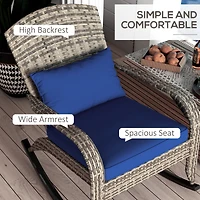 Outoor Wicker Rocking Chair with Cushion and Pillow