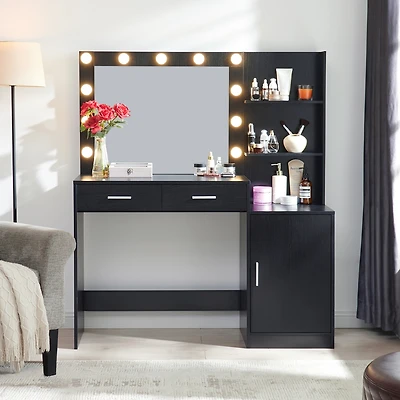 Streamdale Furniture Vanity Desk with Mirror, Lights, and Storage
