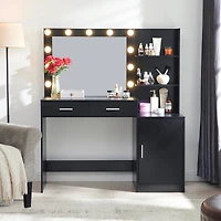 Streamdale Furniture Vanity Desk with Mirror, Lights, and Storage