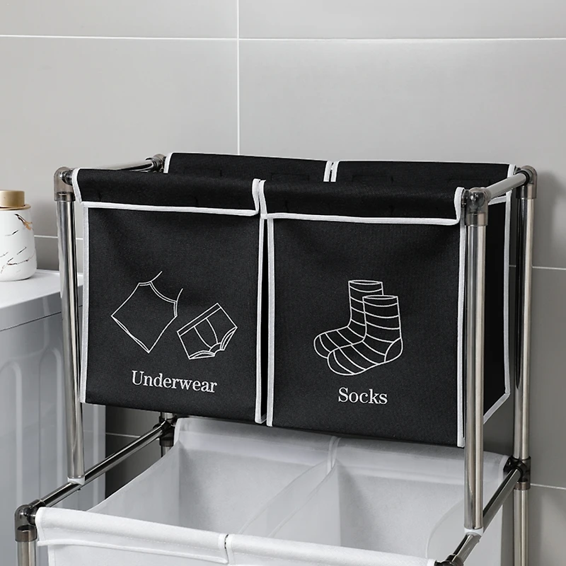 Streamdale 2-Tier Laundry Basket with 4 Removable Bags, Easy Move