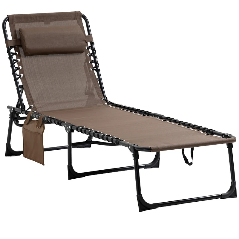 Folding Reclining Outdoor Lounger with Pillow