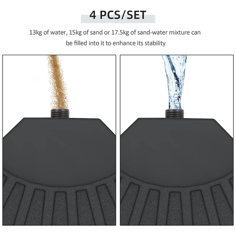 4-Piece Patio Umbrella Base with 52L/112lb Capacity