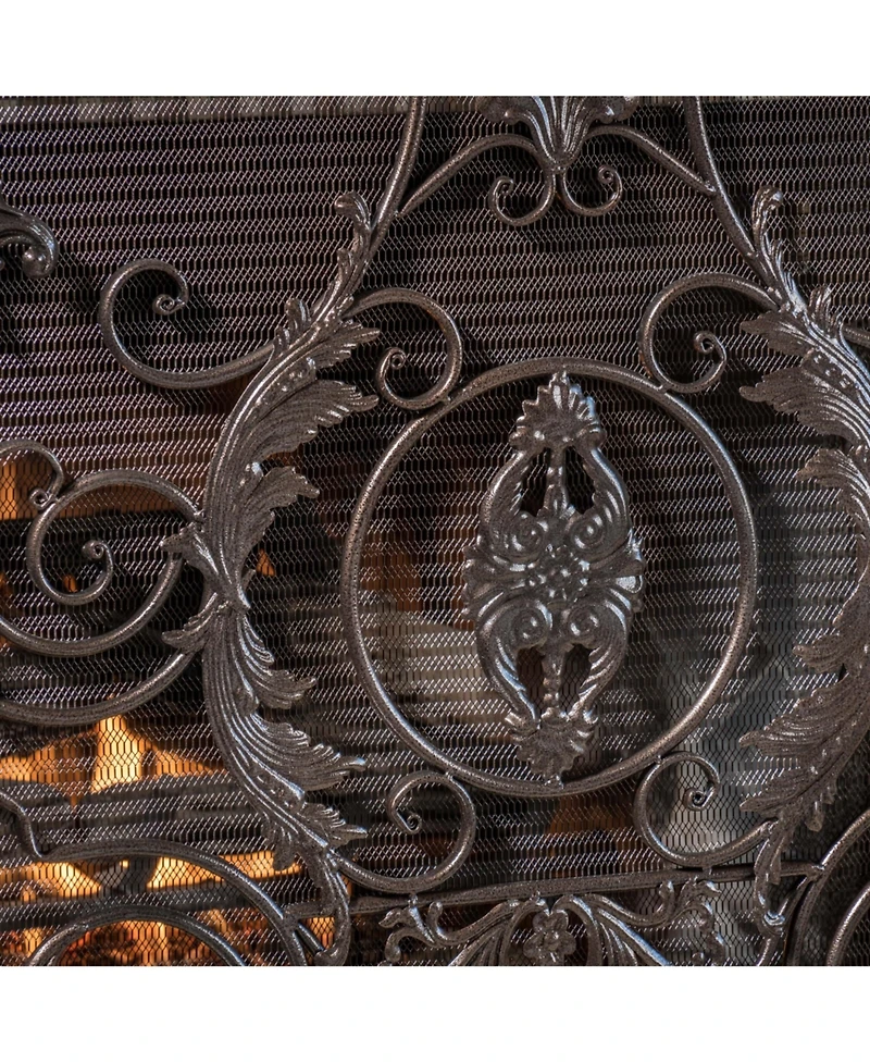Streamdale Furniture Waterbury Gold Flower Fireplace Screen