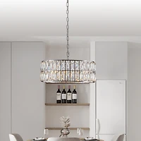 Streamdale Crystal Drum Chandelier with Silver Frame