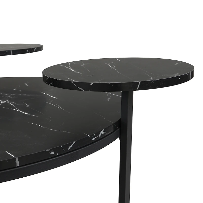 Streamdale Modern Coffee Table with Black Faux Marble and Tripod Base