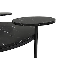 Streamdale Modern Coffee Table with Black Faux Marble and Tripod Base