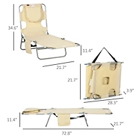 Folding Beach Lounge Chair with Adjustable Recline