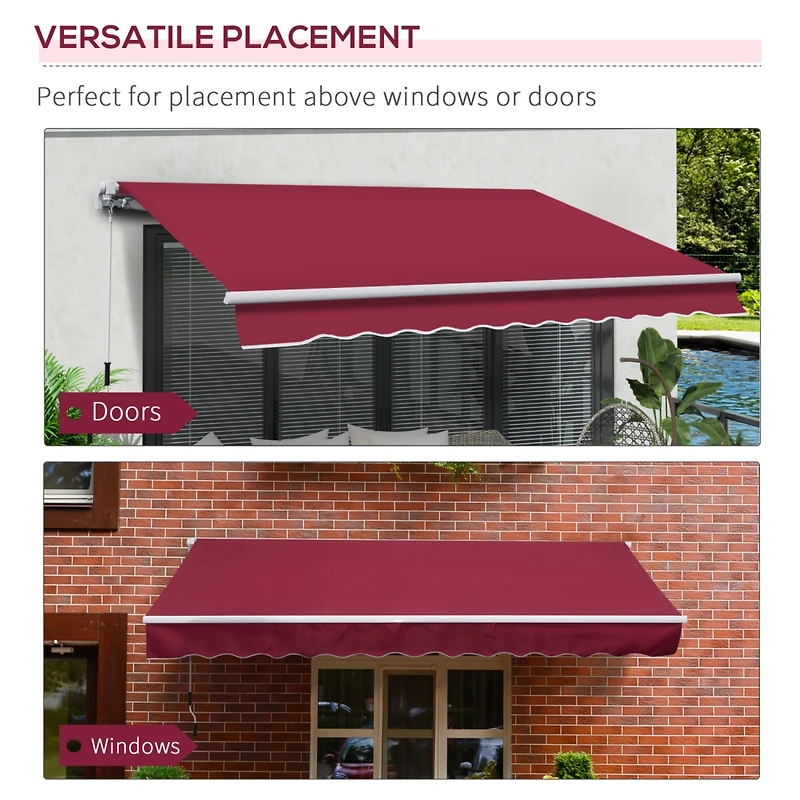 12' Retractable Awning with Aluminum Frame and Uv Protection