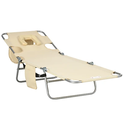 Folding Beach Lounge Chair with Adjustable Recline