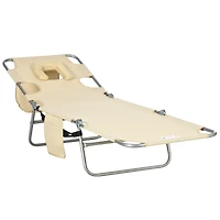Folding Beach Lounge Chair with Adjustable Recline