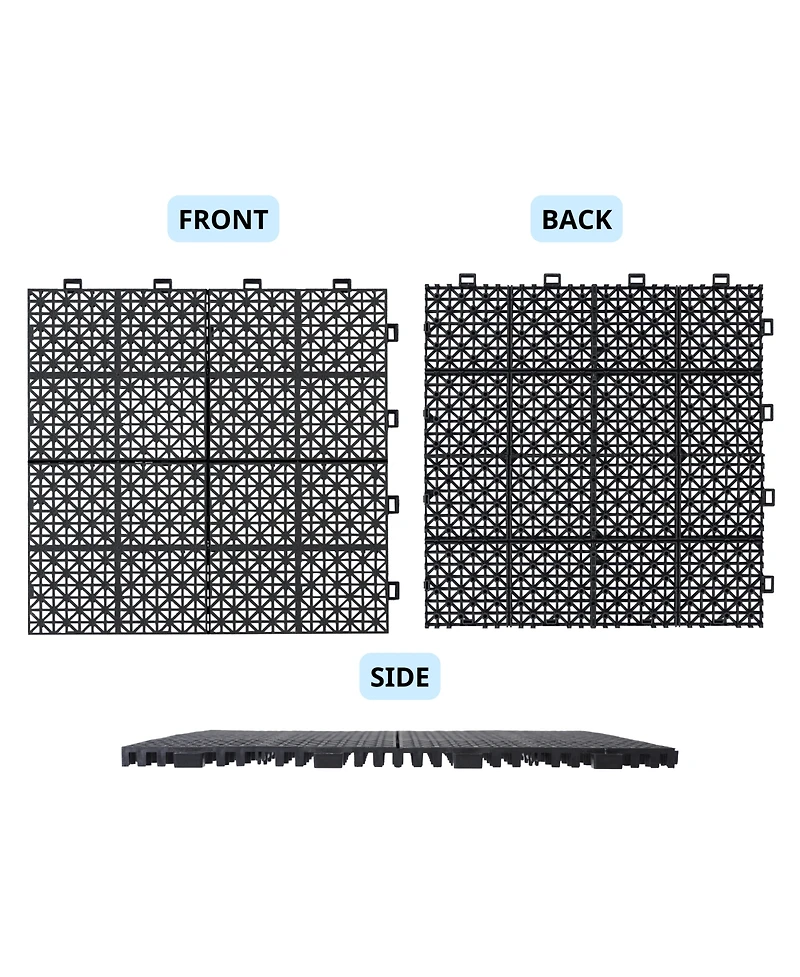 Streamdale Furniture Black Interlocking Deck Tiles Waterproof, Strong, All-Weather