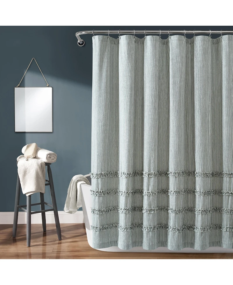 Lush Decor Vintage Stripe Yarn Dyed Cotton Shower Curtain, 72" x