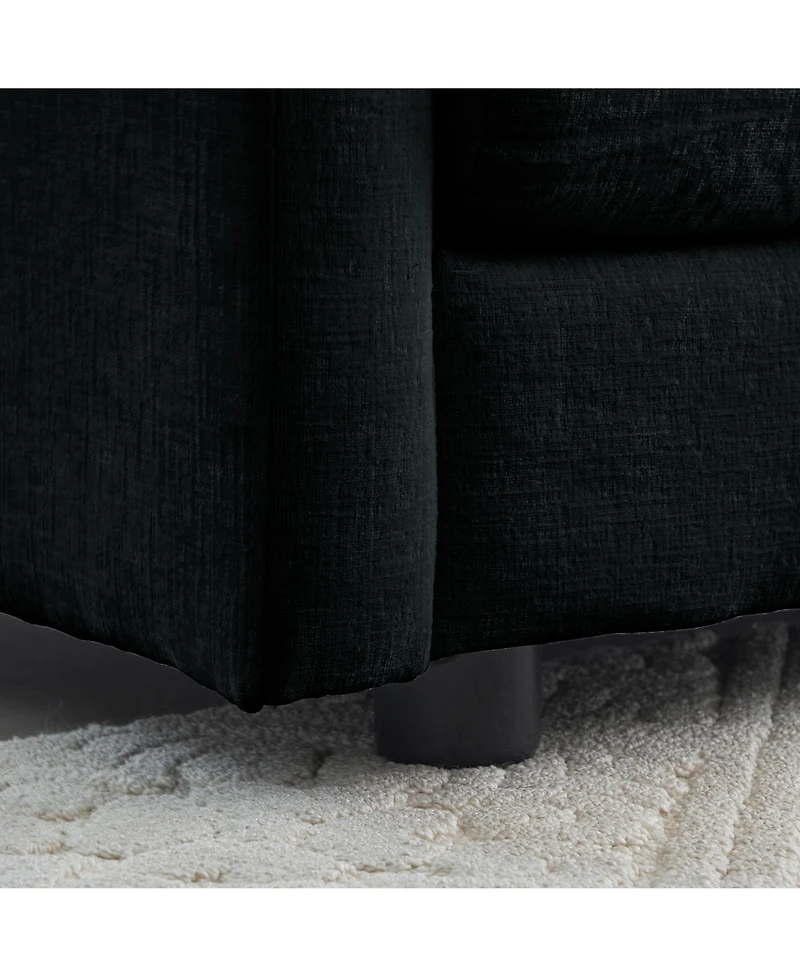 Streamdale Furniture Black Chenille 2-Seat Upholstered Loveseat with Pillows