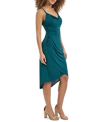 Siena Women's Sleeveless Cowlneck Bodycon Ruched Dress