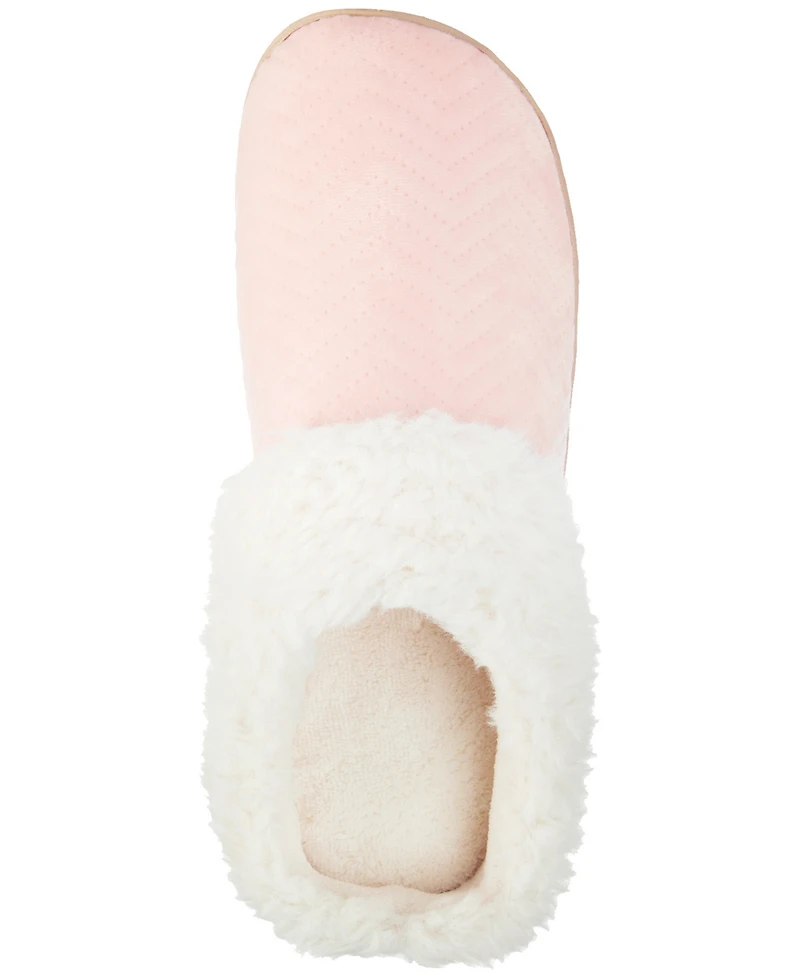 Isotoner Signature Women's Louise Quilted Velour Clog Slippers