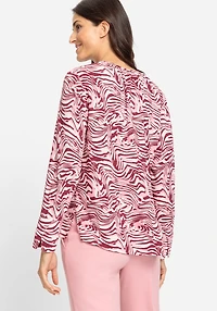 Olsen Women's Swirl Print Tunic Blouse