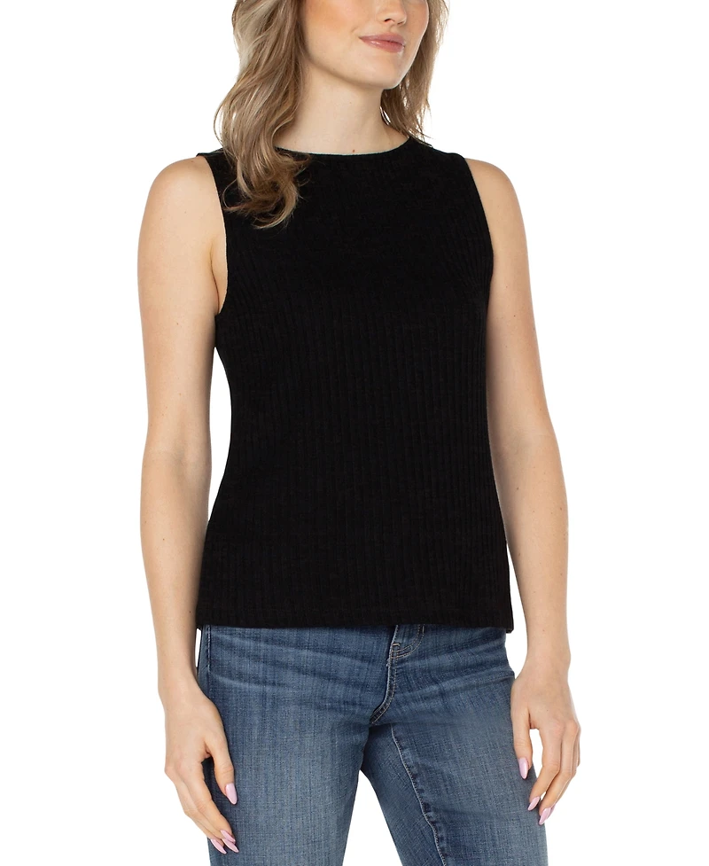 Liverpool Los Angeles Women's Sleeveless Boat Neck Rib Knit Top