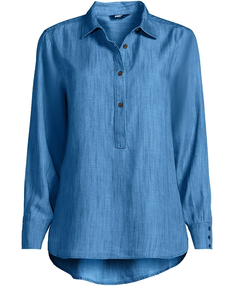 Lands' End Women's Twill Tencel Fiber Popover Shirt