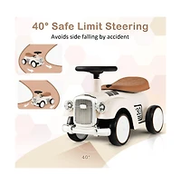 Kids Sit to Stand Vehicle with Working Steering Wheel and Under Seat Storage-White