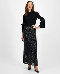 Anne Klein Women's Sequin Flared Maxi Skirt