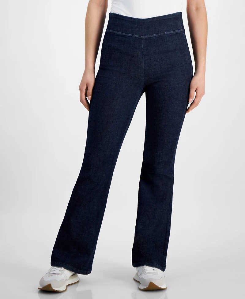Dkny Jeans Petite High-Rise Flared-Leg Pull-On