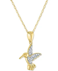Diamond Accent Hummingbird Pendant Necklace in 14k Gold-Plated Sterling Silver, 16" + 2" extender