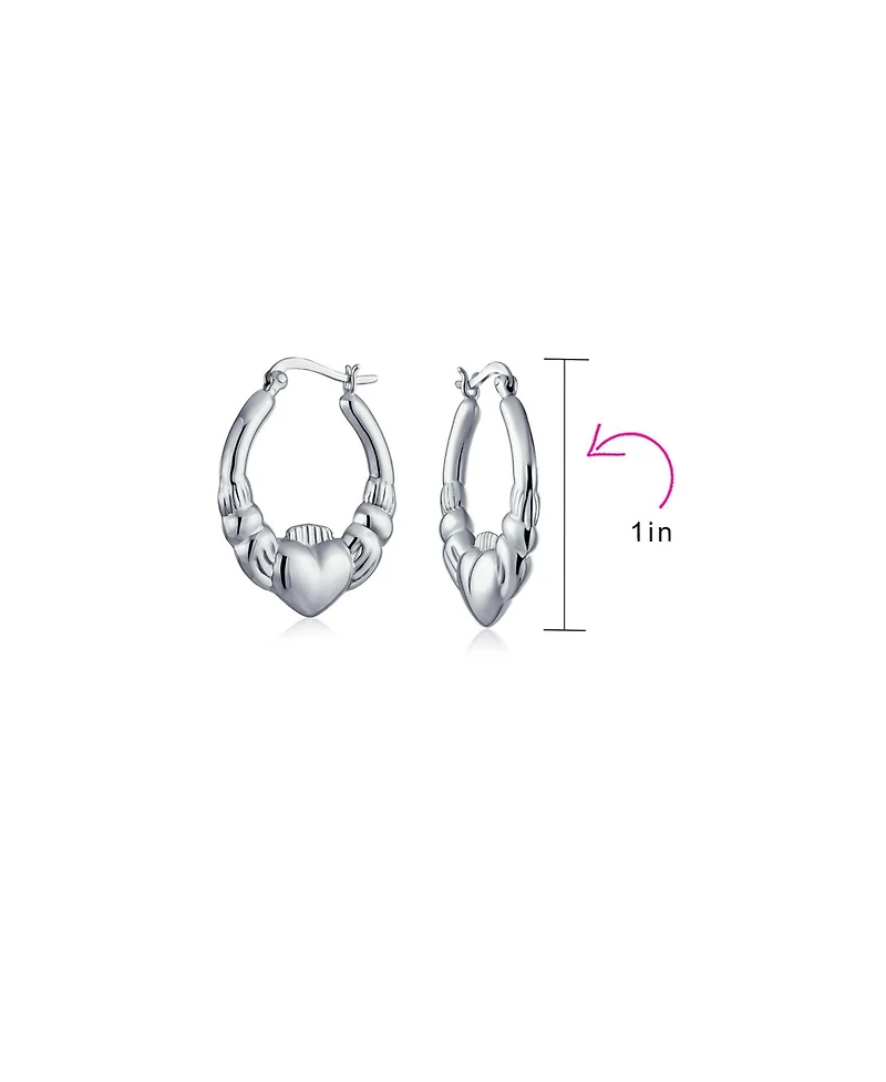 Bling Jewelry Bff Love Lightweight Heart Celtic Irish Friendship Claddagh Hoop Earrings Sterling Silver 1 Inch Diameter