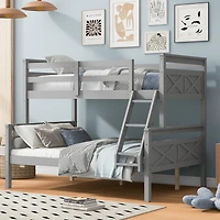 Streamdale Twin/Full Bunk Bed with Guardrail, Gray