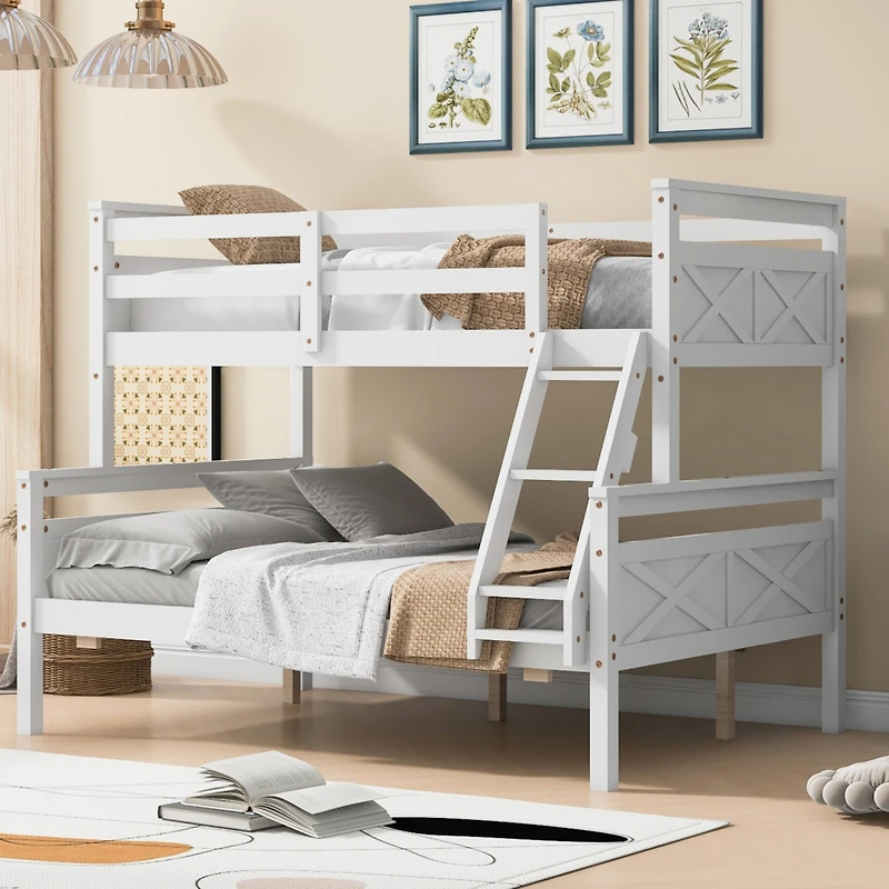 Streamdale Twin/Full Bunk Bed with Guardrail, Gray