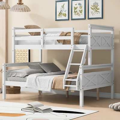 Streamdale Twin/Full Bunk Bed with Guardrail, Gray