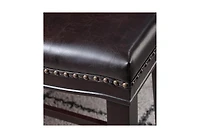 Streamdale 26" Saddle Counter Stool with Nailhead Trim (Set of 2), Dark Brown