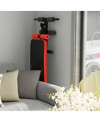 Vebreda Folding Weight Bench Adjustable Sit-up Board Workout Slant Bench-Red