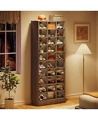 Tribesigns 10-Tier Shoe Storage Cabinet, Gray Wooden Shoe Rack with 30 Cubbies