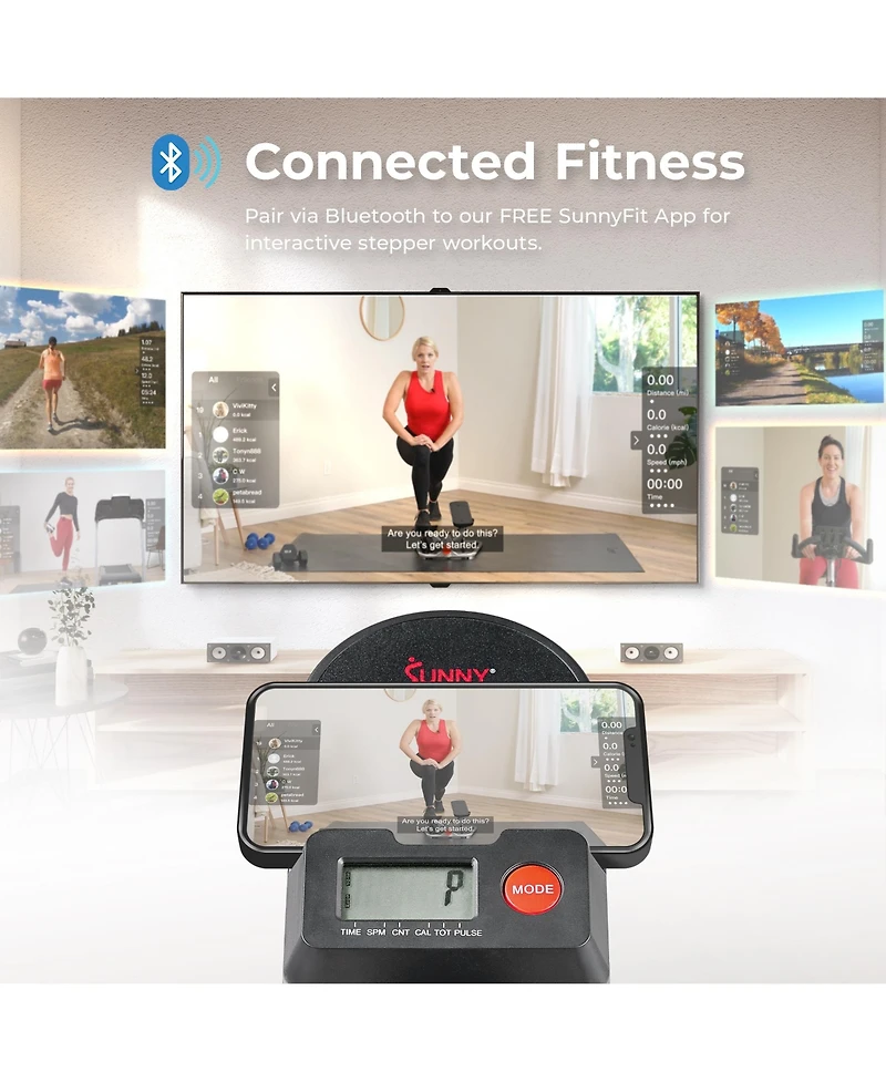 Sunny Health & Fitness Smart Extra Long Range Climber Stepper with Handlebar