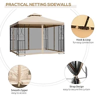 10' x 10' Patio Gazebo with Corner Shelves and Vented Roof