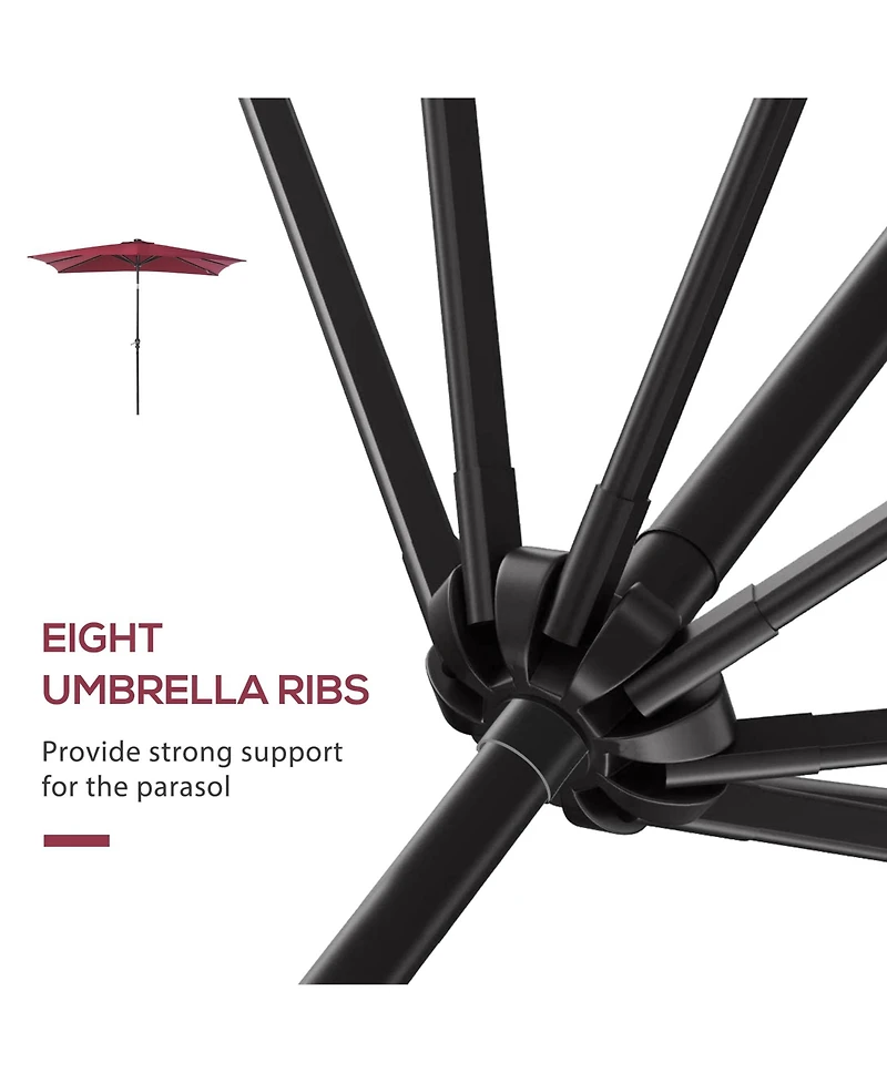 9ft Solar Led Patio Umbrella with Tilt & Crank