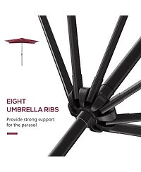 9ft Solar Led Patio Umbrella with Tilt & Crank