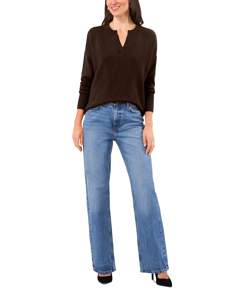 Vince Camuto Women's Dropped-Shoulder V-Neck Sweater