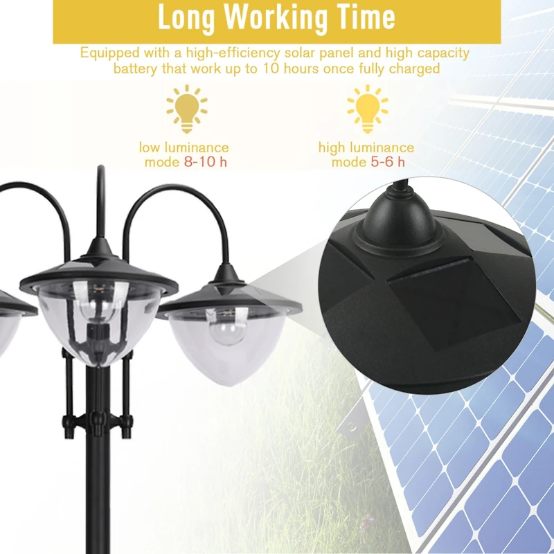 Solar Lamp Post with Planter, 6 Hour Led Lighting