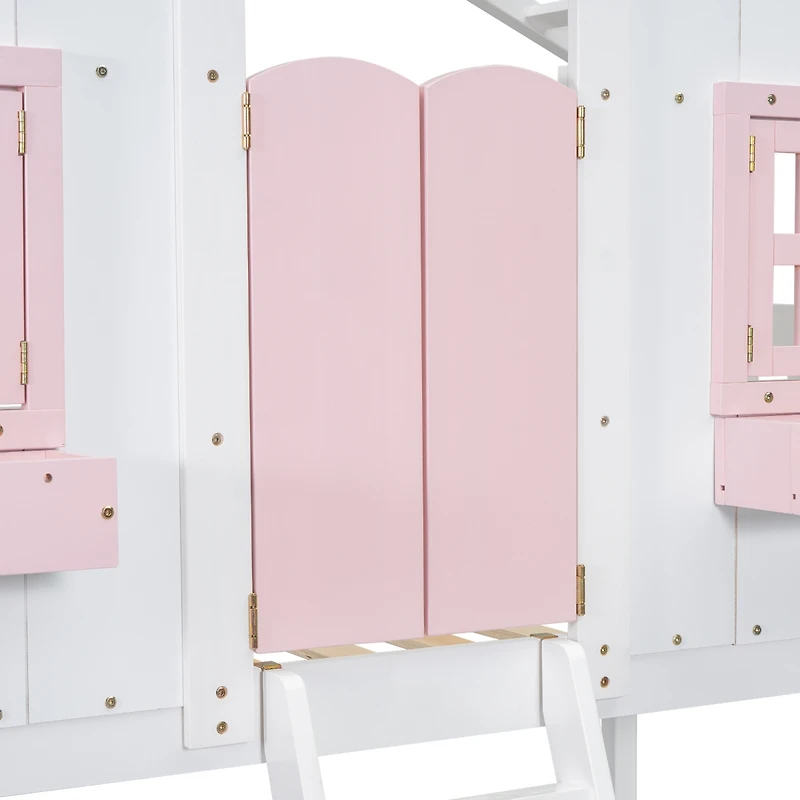 Streamdale Twin Loft House Bunk Bed with Roof and Accessories