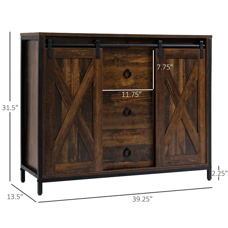Rustic Farmhouse Buffet Cabinet with Barn Doors