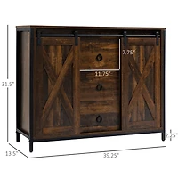 Rustic Farmhouse Buffet Cabinet with Barn Doors