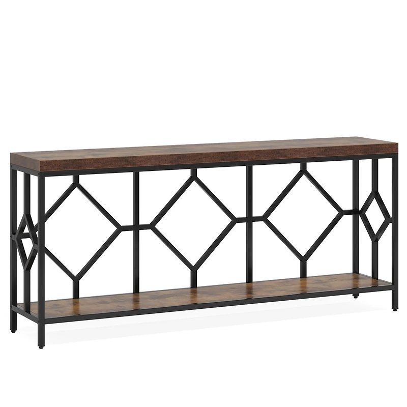 Tribesigns 71 Inch Extra Long Sofa Table, Narrow Console Tables Behind Couch Table with Open Storage Shelf