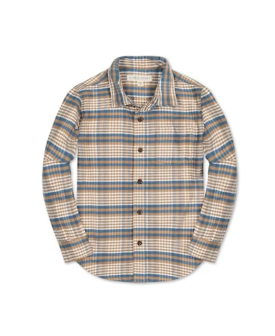 Hope & Henry Baby Boys Long Sleeve Plaid Flannel Button Down Shirt with Elbow Patches