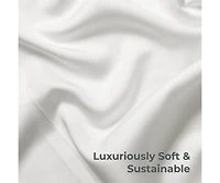 Cariloha Retreat 4-Piece Sateen Sheet Set | White | Cal King | Lyocell Material | Breathable, Corner Straps, Extra soft & Cooling