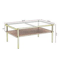 Streamdale Modern Glass Coffee Table with Golden Legs