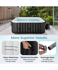 Rectangular Blowup Pool Hottub with 130 Air Jets for 4-6 Person-Black